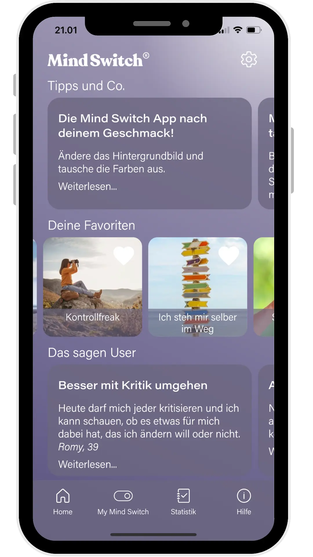 Mind Switch App My Mind Switch Screen